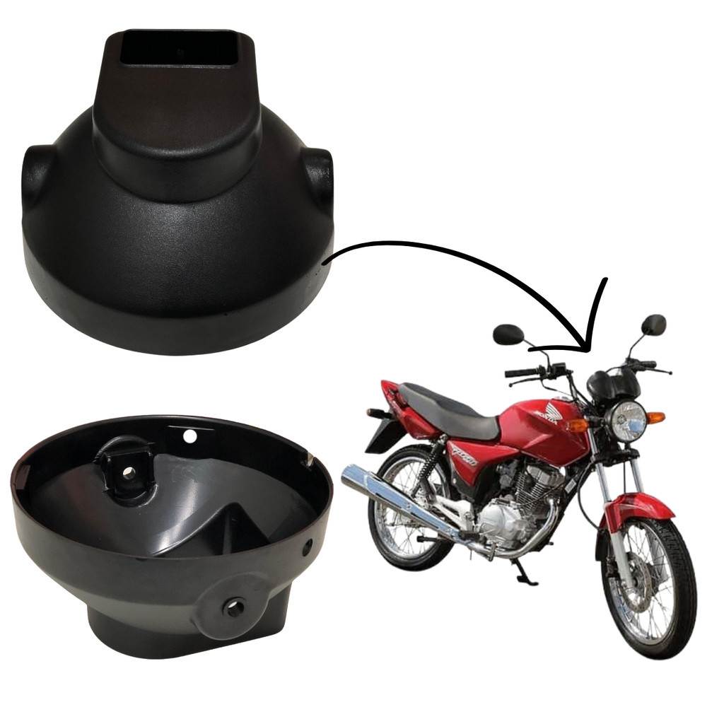 Carcaça Farol Compativel Moto Titan Fan 125 A Partir do ano 2000 Preto