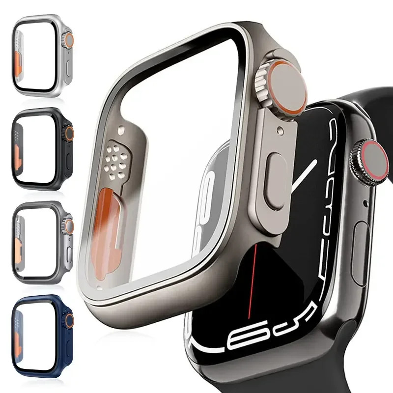 Capa De Vidro Temperado Para Apple Watch 41mm 44mm 40mm 42mm 38mm 45mm Mudar Par