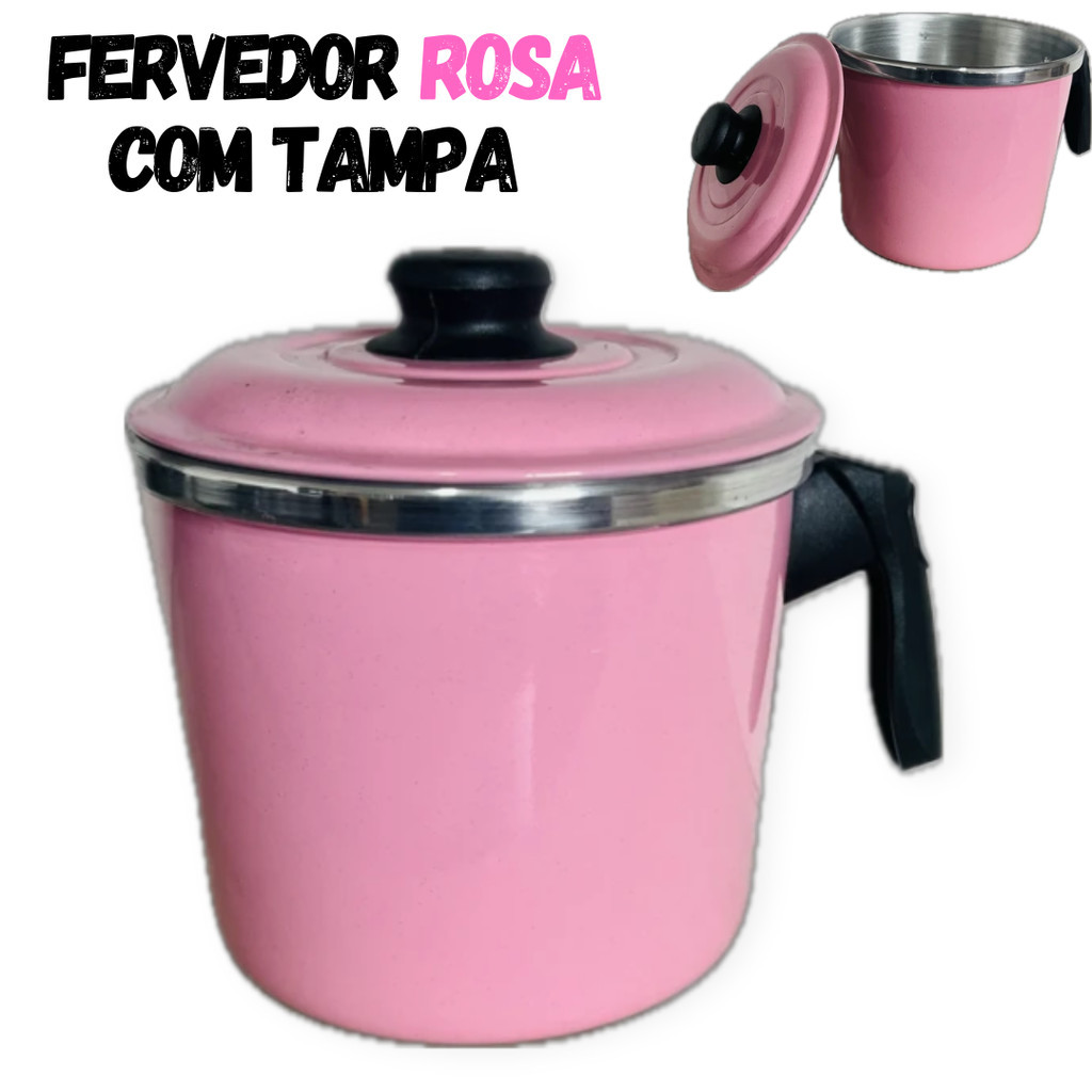 Leiteira Fervedor Canecão Em Aluminio Na Cor ROSA Com Tampa N12-14-16