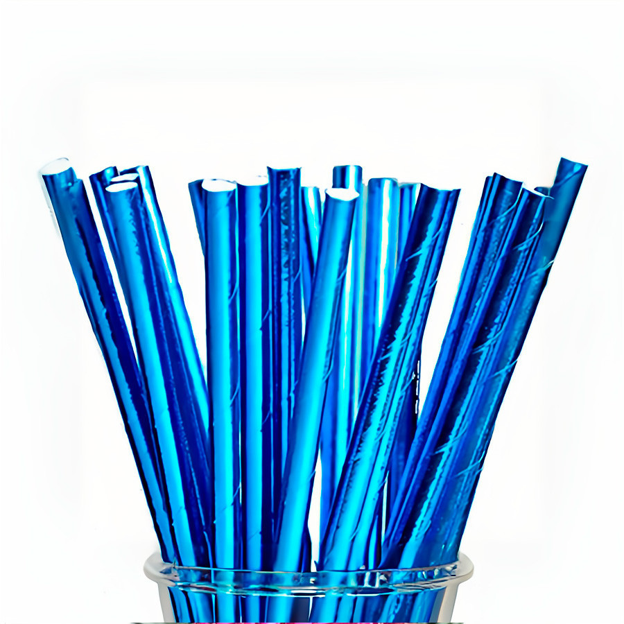 Canudos de Papel Metalizado - Azul - 25 unidades - Rizzo em Oferta na Shopee