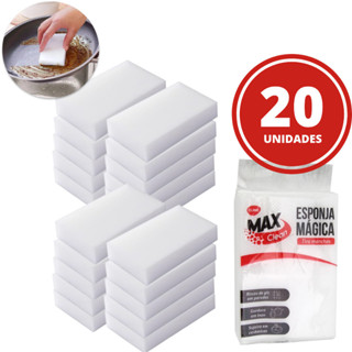 Kit Esponja Bucha Mágica Branca Grande Tira Manchas Max Clean Clink em Oferta na Shopee