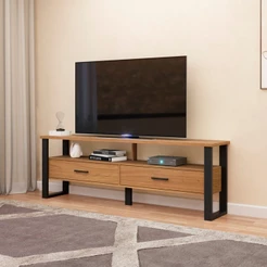 Rack para TV Até 60 Polegadas 2 Gavetas 180cm Industrial Freijó/Preto - Dalla Costa
