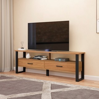 Rack para TV Até 60 Polegadas 2 Gavetas 180cm Industrial Freijó/Preto - Dalla Costa em Oferta na Shopee