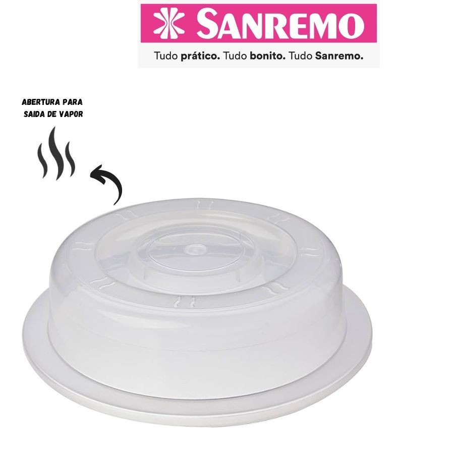 Tampa Microondas Plastico Com Saida de Vapor 27cm Sanremo em Oferta na Shopee