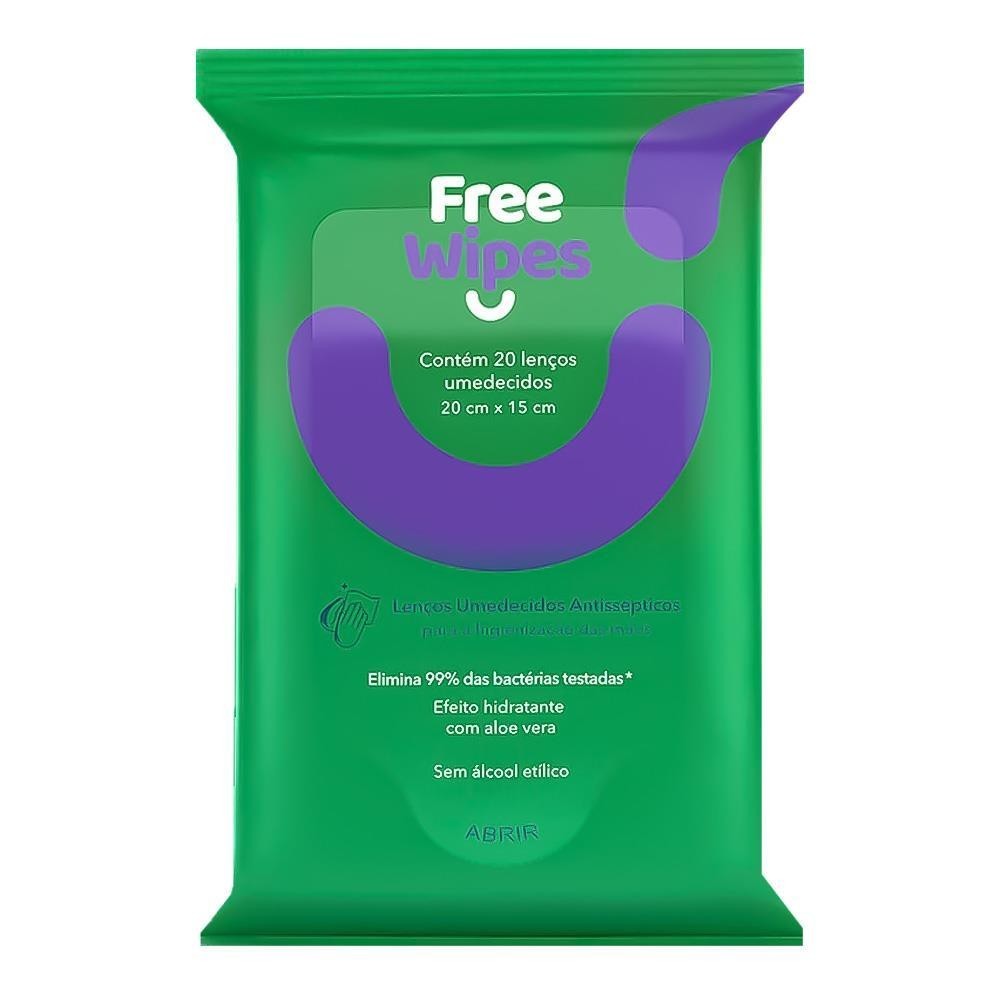 FREE WIPES LENÇO UMEDECIDO COM 20 LENÇOS - Mom & Baby