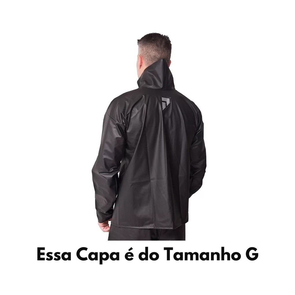 Detalhes do Conjunto Capa de Chuva em PVC Bravo Gola Masculino Preto G Pioneira - 2200-M-PRE-G