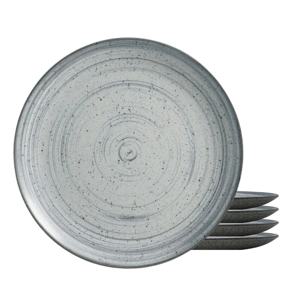 Jogo De Pratos Raso Cerâmica Kit 4 Peças 29cm Kya Gray Alleanza Cinza - Home & Living