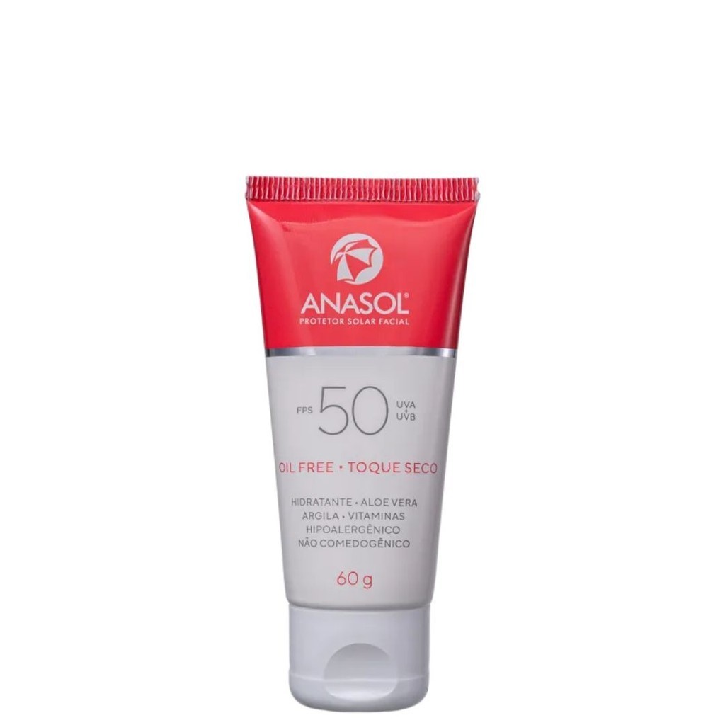 Anasol Protetor Facial Fps 50  60 gr Toque Seco com 1 unidade Vegano