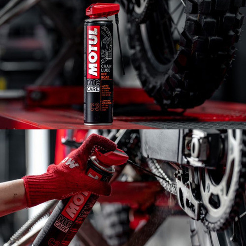 Detalhes do KIT MOTUL MC CARE C1 CHAIN CLEAN 400 ML + C4 CHAIN LUBE FACTORY LINE