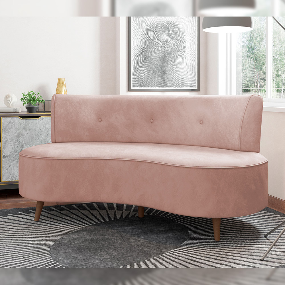 Sofá Chaise Living 2 Lugares 160cm para Sala Istambul K01 Veludo Rosê - Lyam Decor