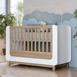 Berço Mini Cama 2 em 1 Aconchego Branco/Jequitibá - Henn