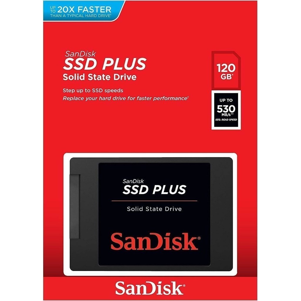 SSD HD Sandisk Plus 480GB 240GB 120GB, SATA, Leitura 530MB/s, Gravação 310MB/s, SDSSDA-120G-G27