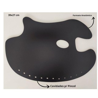 Gode Paleta p/ Pintura em Formato Anatômico Oval Grande Preto 39x27 cm em Oferta na Shopee