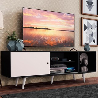 Rack Madesa Dubai para TV até 65 Polegadas com Pés - Preto/Branco/Branco em Oferta na Shopee