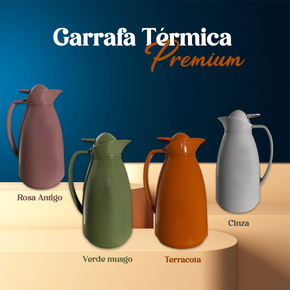 Garrafa Térmica Premium 1L Café Chá Bico Anti-Vazamento Acionamento por Botão em Oferta na Shopee