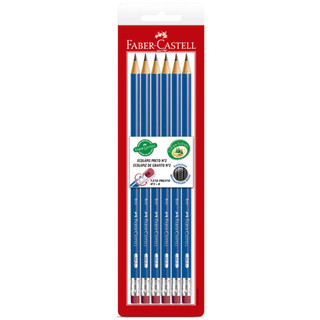 Lápis preto com borracha nr 2 SM/1210AZB com 6 unidades Faber-Castell em Oferta na Shopee