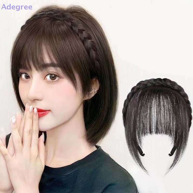Adegree Faixa De Cabeça Com Franja Reta Invisível Natural – Ferramentas De Penteado Falsa Sem Costura . Novo