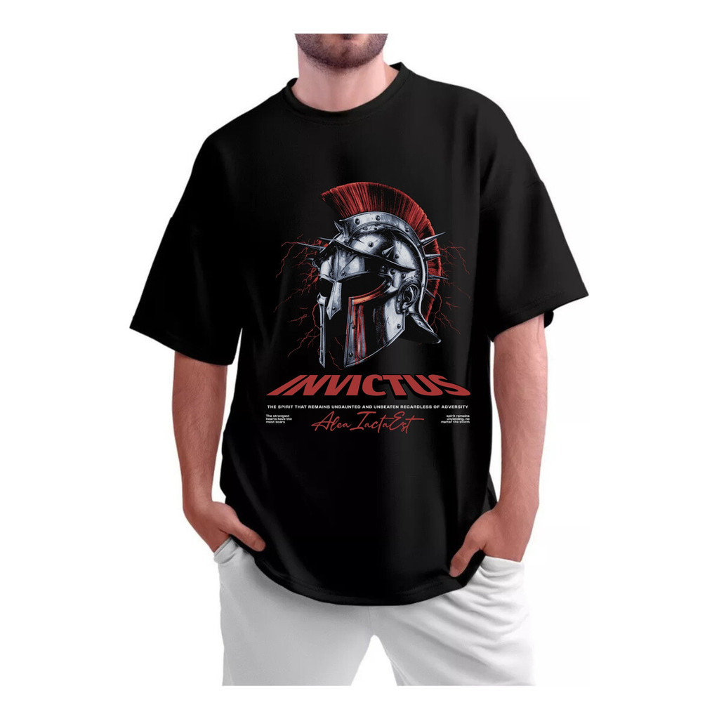 Camiseta Oversized Streetwear Invictus Camiseta Treino Musculação Academia Estilo de Rua
