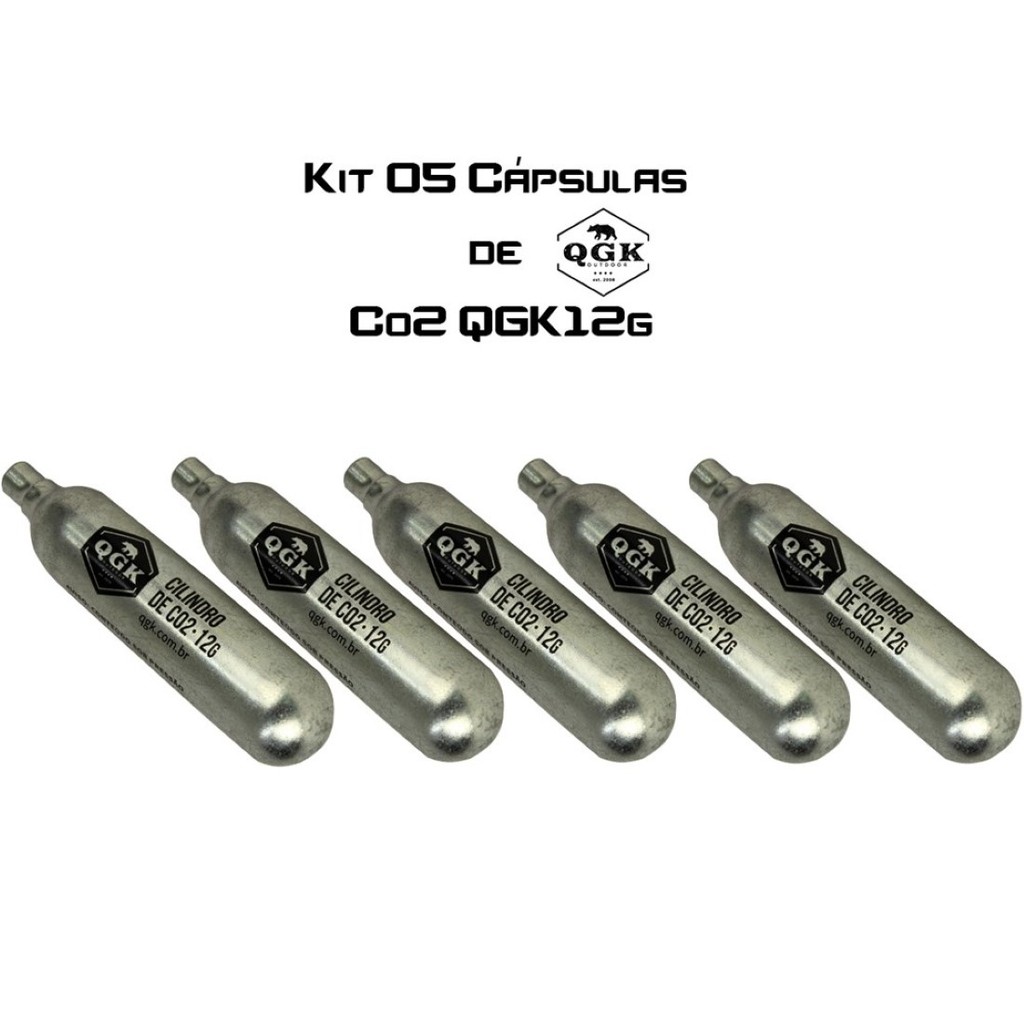 Kit 05 Cápsulas de CO2 QGK Descartável Unitário 12g em Oferta na Shopee