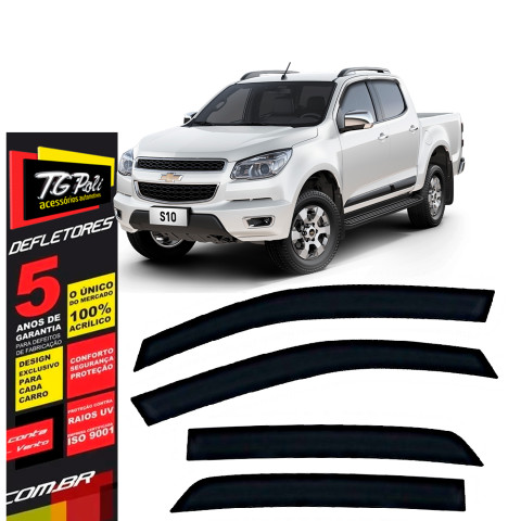Calha de Chuva Chevrolet S10 2012 a 2026 4 portas TG Poli Defletor Portas Protetor Janelas Fumê em Oferta na Shopee
