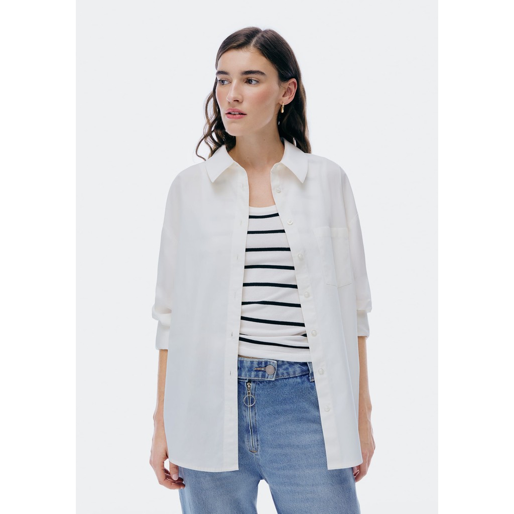 Camisa Feminina Manga Longa Com Bolso - Women Clothes