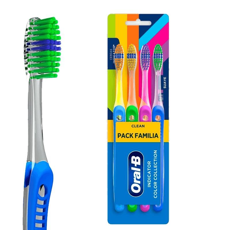 Kit Escova Dental Oral-B Indicator Color Collection Tamanho 35 4 Unidades - Health