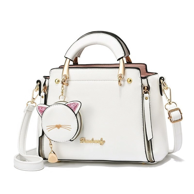 Moda doce bolsa feminina estilo coreano casual personalidade bolsa de ombro de gato mensageiro — imagem 1