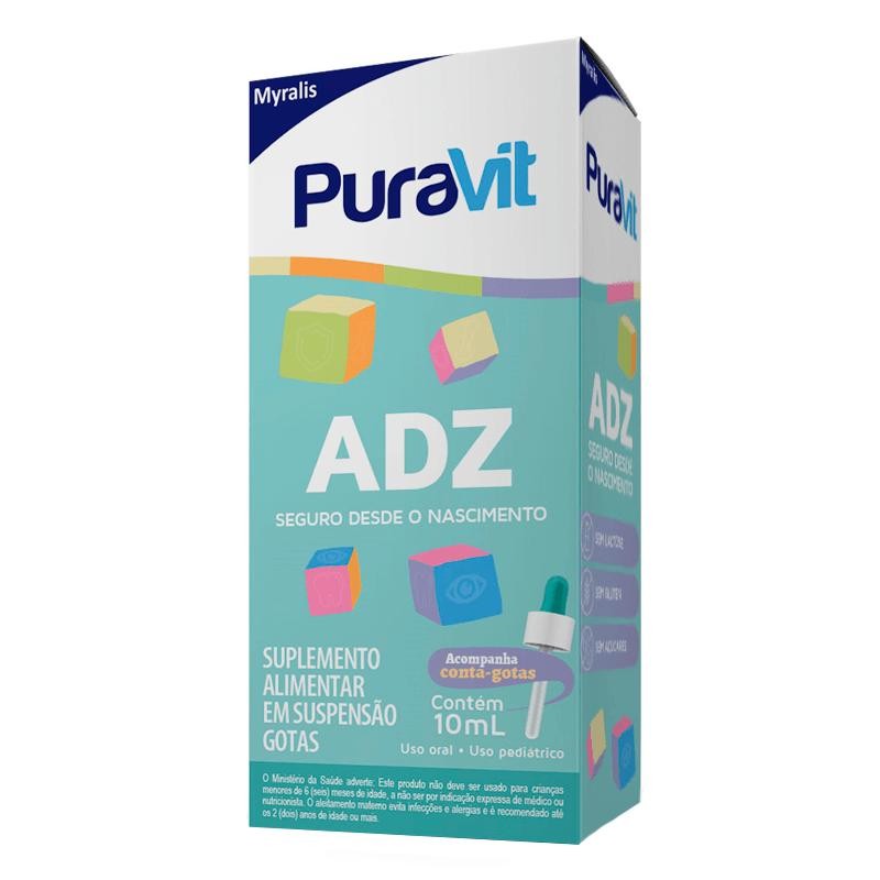 Suplemento Alimentar PuraVit ADZ Suspensão Gotas 10ml + Conta Gotas em Oferta na Shopee