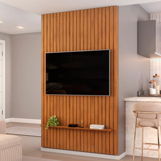 Painel Ripado Para TV 60 Pol Sala Quarto 143x240cm Lexa D05 Freijó - Lyam Decor em Oferta na Shopee