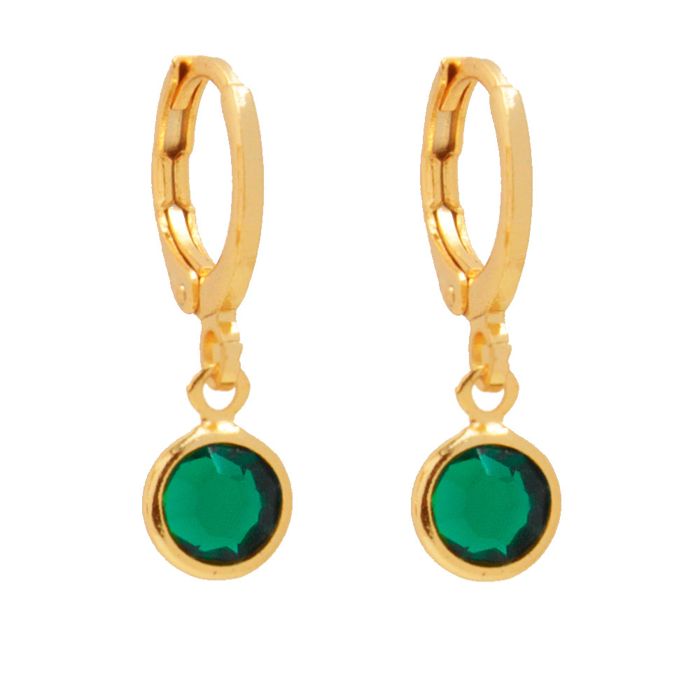 Brinco Argolinha com Pedra Verde Folheado A Ouro 18k em Oferta na Shopee