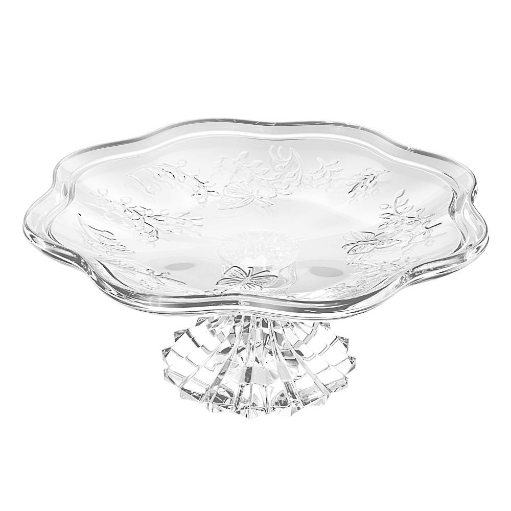 Prato para Bolo com Pé New Butterfly Lyor Cristal Ecológico