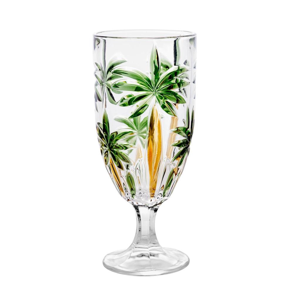 Taça Palm Tree Handpaint Wolff 450ml Cristal Ecológico Bar Casa Vinho Drink Coquetel Mesa Posta Presenteie Decoração Top
