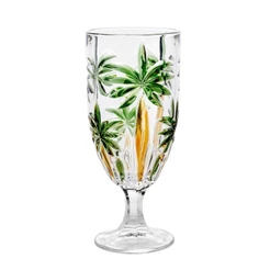 Taça Palm Tree Handpaint Wolff 450ml Cristal Ecológico Bar Casa Vinho Drink Coquetel Mesa Posta Presenteie Decoração Top