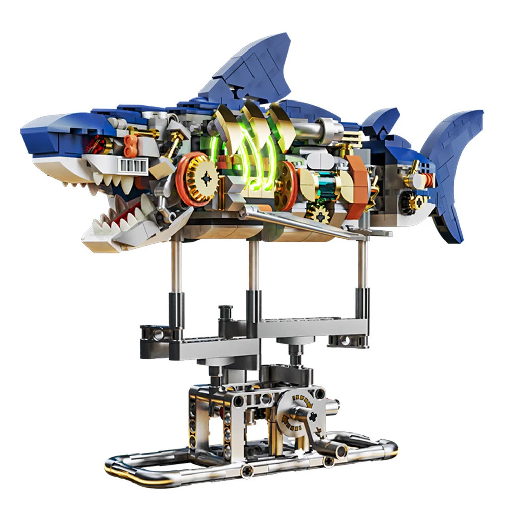 Kit de Blocos de Construção Tubarão Mecânico - Deep Sea Creatures, 687 Peças
