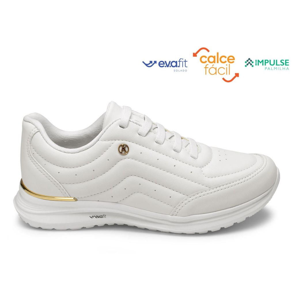 Tênis Kolosh Esportivo Feminino Branco K8428B Leveza e Conforto para o Dia a Dia