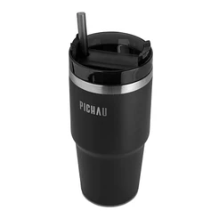 Copo Termico Pichau HR120, 600ml, Com Canudo, Preto, PG-HR120-BL01