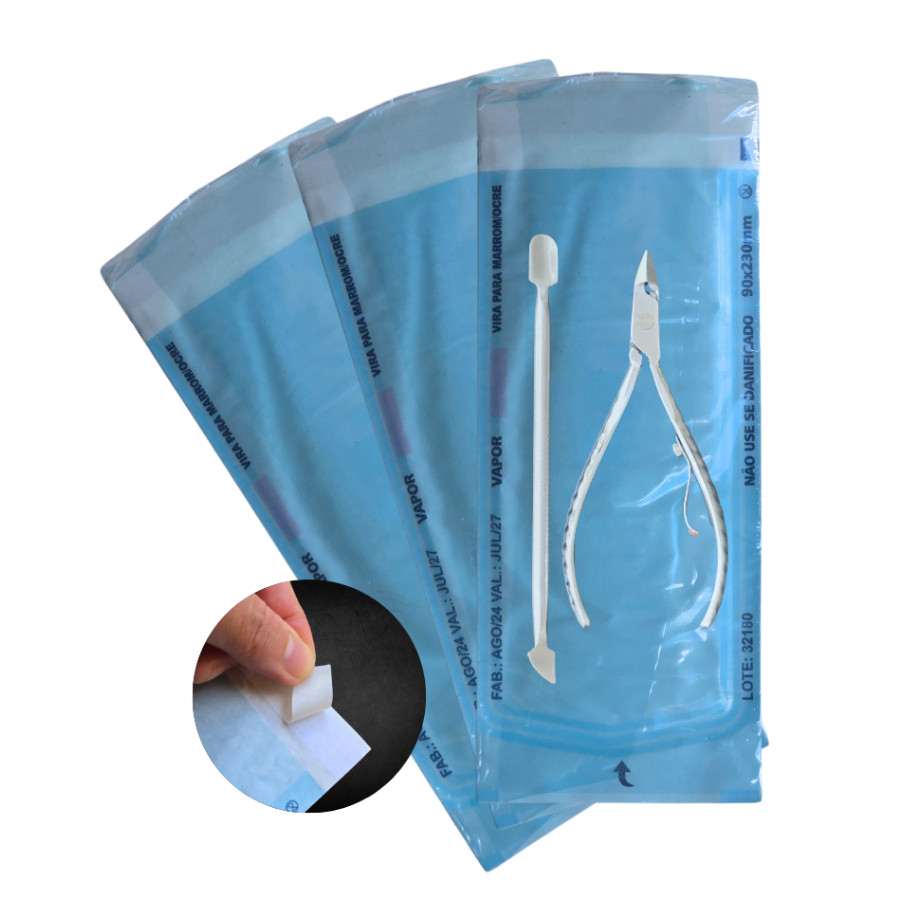 200 Unidades Envelope 9x23cm Autoclave Esterilização Auto Selante Papel Grau Cirúrgico