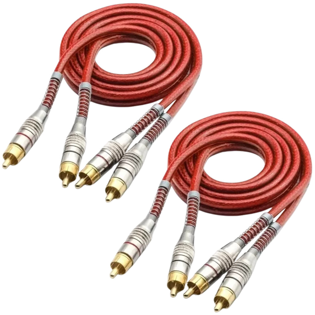 Kit 2 Cabo Rca Blindado 5 Metros Blindado 5m Importado Som Automotivo 5mm  Dupla Blindagem