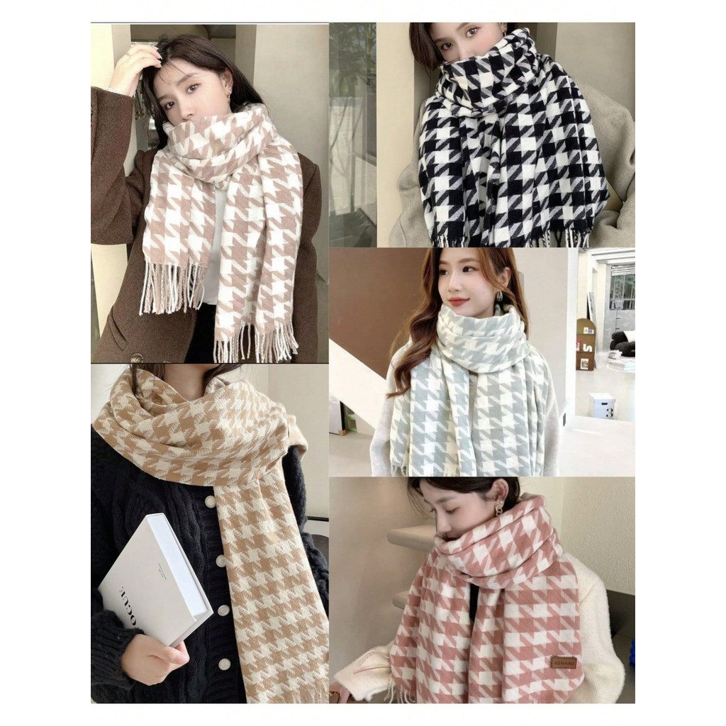 Cachecol Dente-de-poule Outono Inverno Feminino/Masculino/Unissex, Lenço, Xale, Pashmina, Echarpe Estampa Em Xadrez em Oferta na Shopee