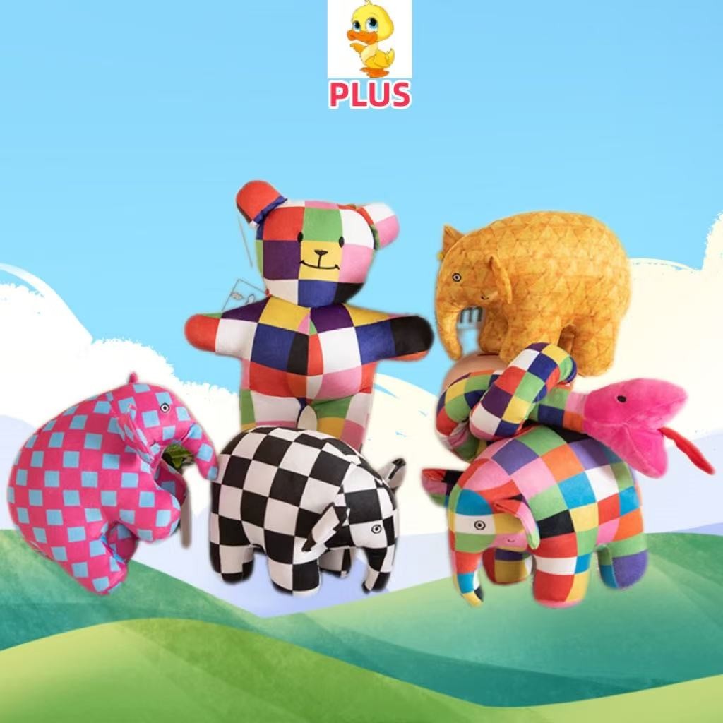 PLUS ✨ Alta Qualidade Brinquedo De Pelúcia Emma De Elefante Xadrez , Acolchoado Aconchegante Para Namorada , Boneca De R em Oferta na Shopee