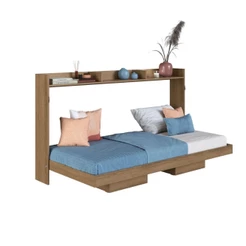 Cama Articulada Solteiro Horizontal com 2 Nichos 1 Prateleira CH1080 80cm Mel - Art In Móveis