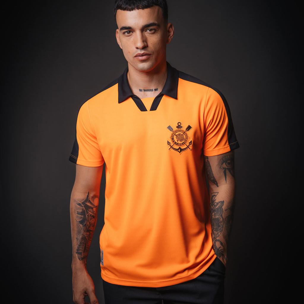 Camisa Polo Corinthians Sportwear Laranja Masculina Oficial em Oferta na Shopee