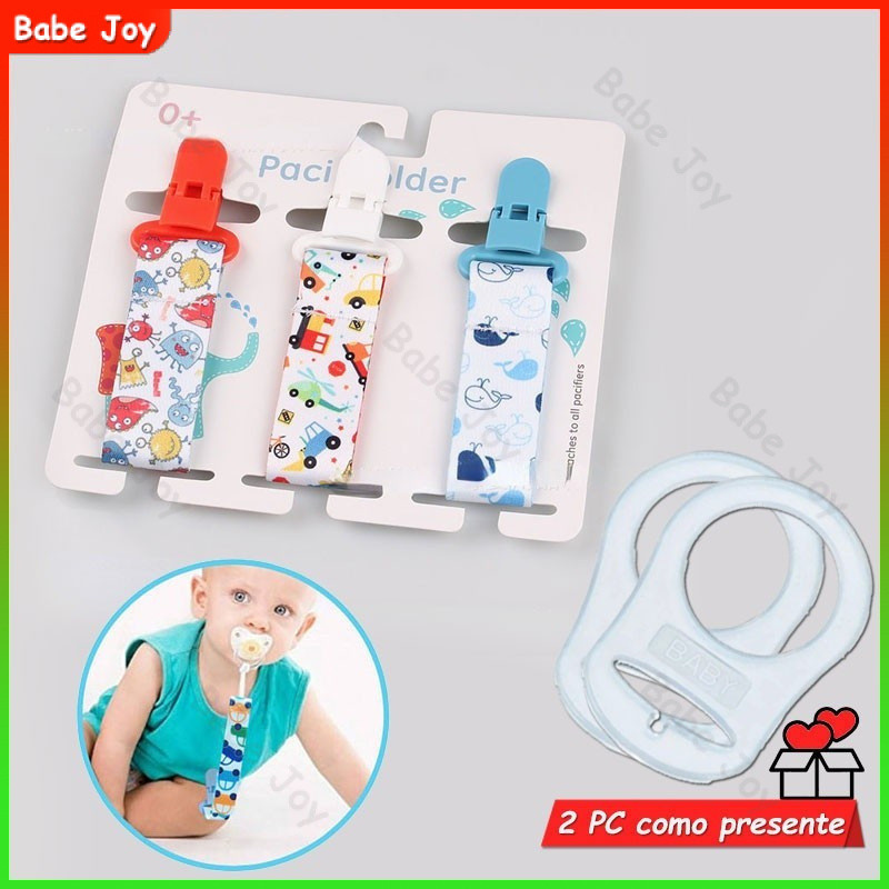 3pçs / Conjunto De Prendedor De Chupeta De Bebê Com Corrente Para Mamilos + 2 Anéis Adaptadores para