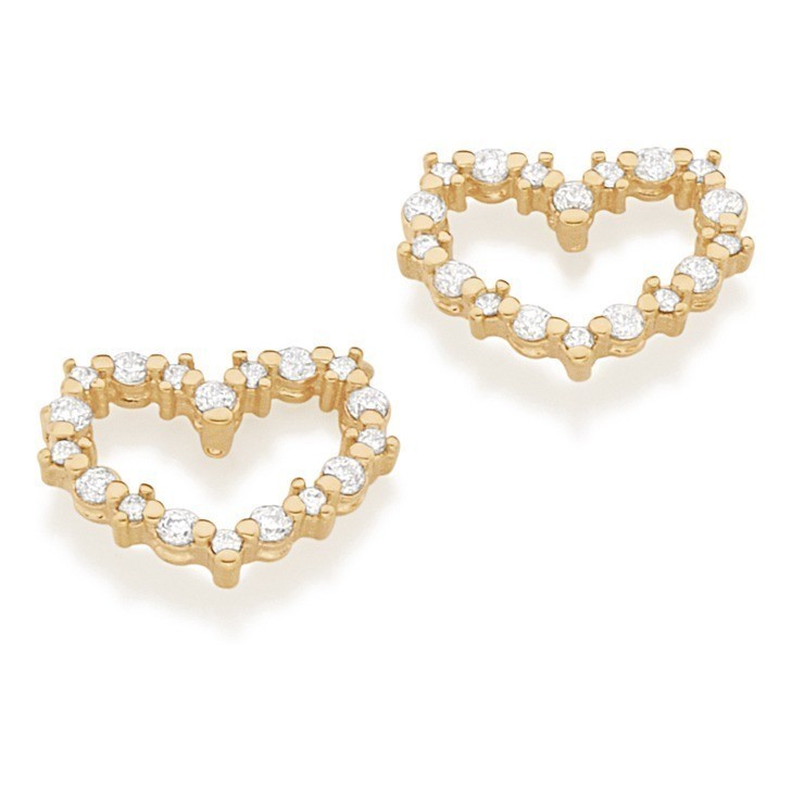 Brinco  Coração  Vazado Zircônias  Rommanel 526322