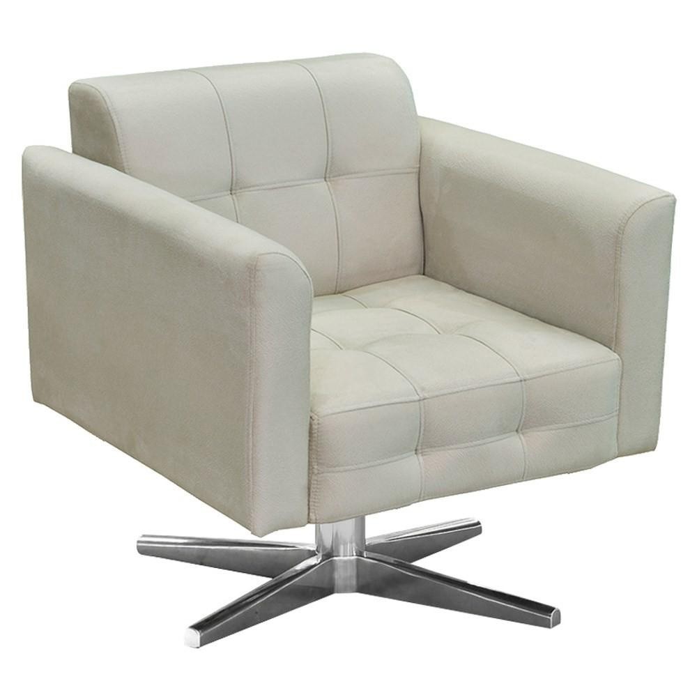 Poltrona Decorativa Base Cromada Giratória Ana Suede Bege - Ibiza em Oferta na Shopee