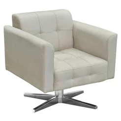 Poltrona Decorativa Base Cromada Giratória Ana Suede Bege - Ibiza