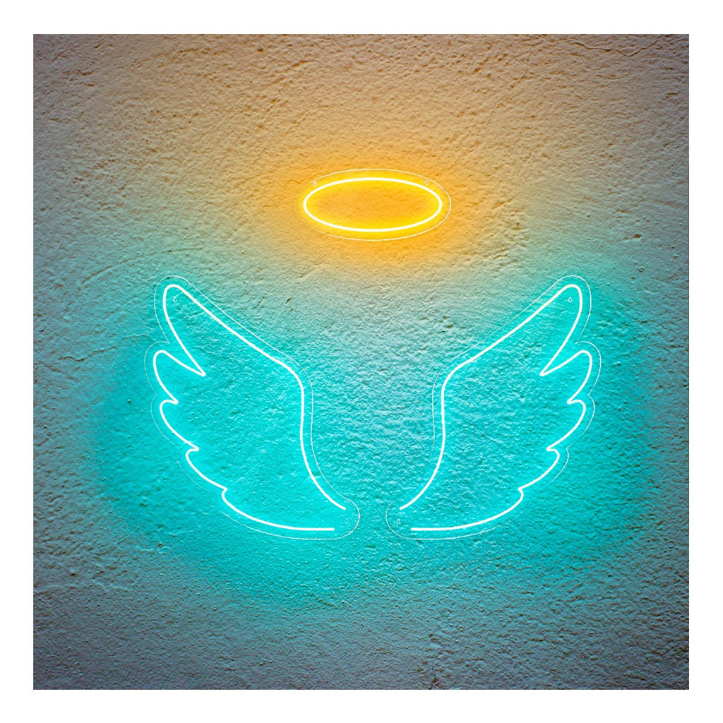 Painel Neon Led Conjunto De Asas De Anjo Iluminação 1,30m