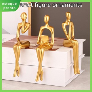 3Pcs Thinker Statue Gold Decor Arte Abstrata Figuras De Ouro Resina Dourada Decoração De Prateleira SHOPSKC9180 em Oferta na Shopee