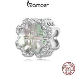 Bamoer 925 Sterling Sliver Charme De Quatro Folhas Desenho De Trevo Acessórios Para Pulseiras Meninas Femininas