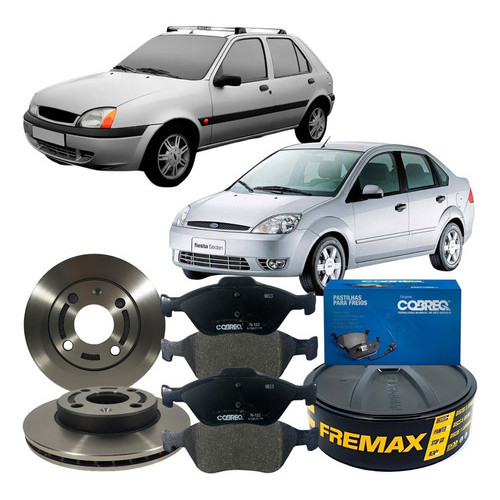 Kit Disco Freio Ventilado Pastilha Fiesta Sedan 2002 Á 2010 em Oferta na Shopee